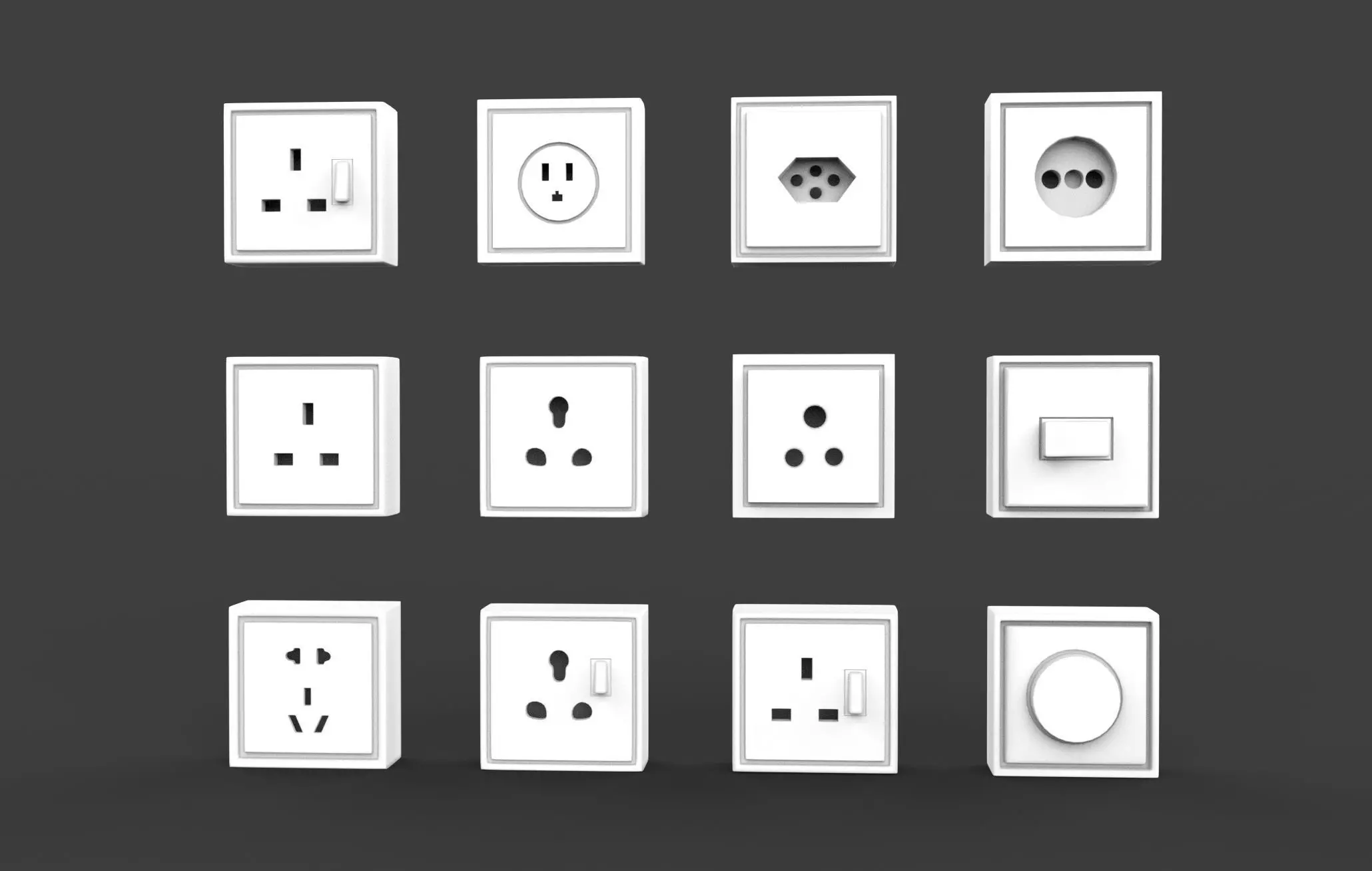 Electric Sockets Set 3D model_0