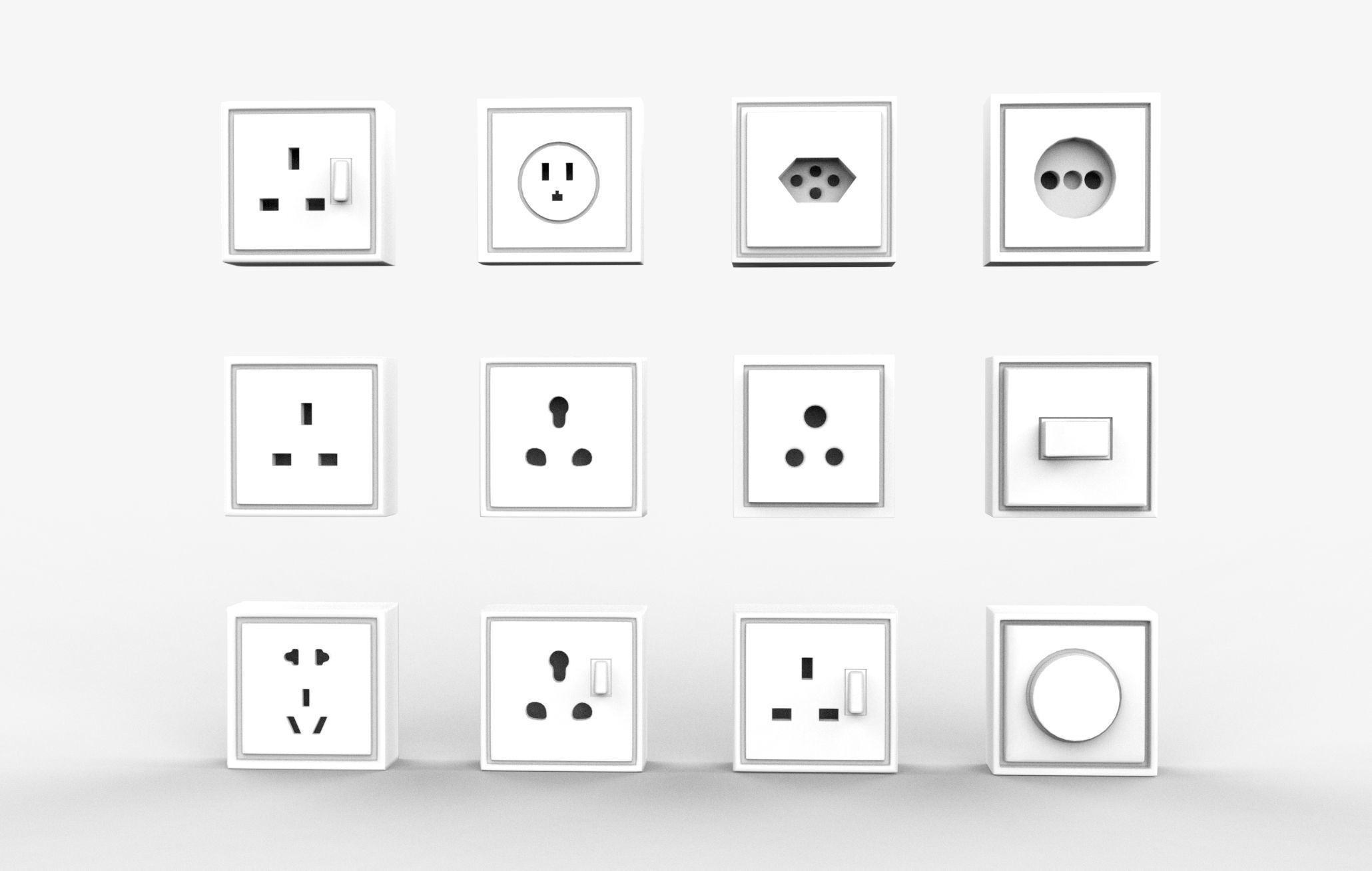 Electric Sockets Set 3D model_4