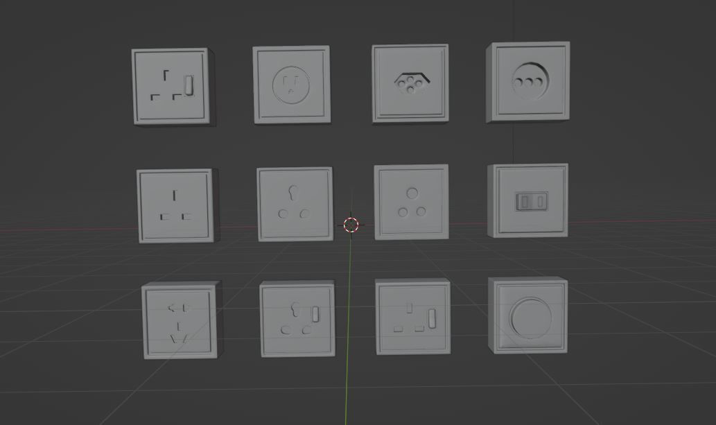 Electric Sockets Set 3D model_5
