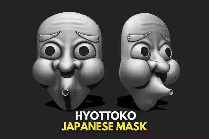 Hyottoko Mask - Traditional Japanese Mask - WOLVES STUDIO 3D print model