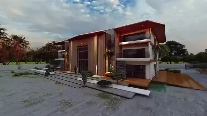 An on scale model for a modern villa design Architecture