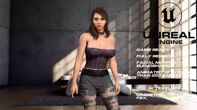 Casual girl full rigged - game ready - animated