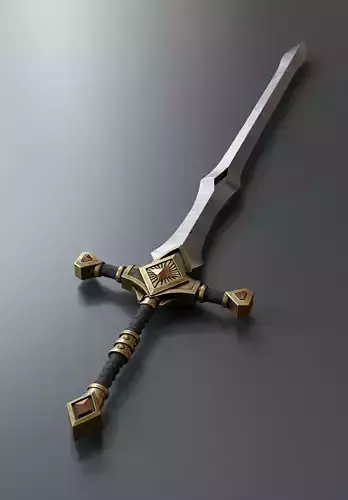 Two handed sword in fantasy style B4 Low-poly 3D model