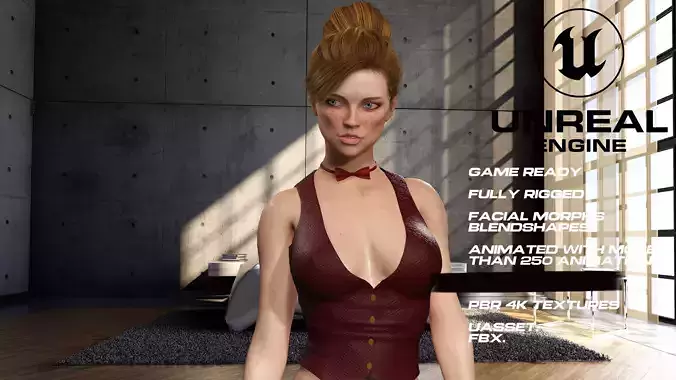 cocktail girl girl full rigged - game ready - animated