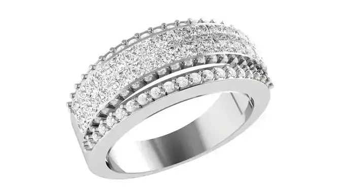 Diamond Band Ring 3dm stl 1-Render details