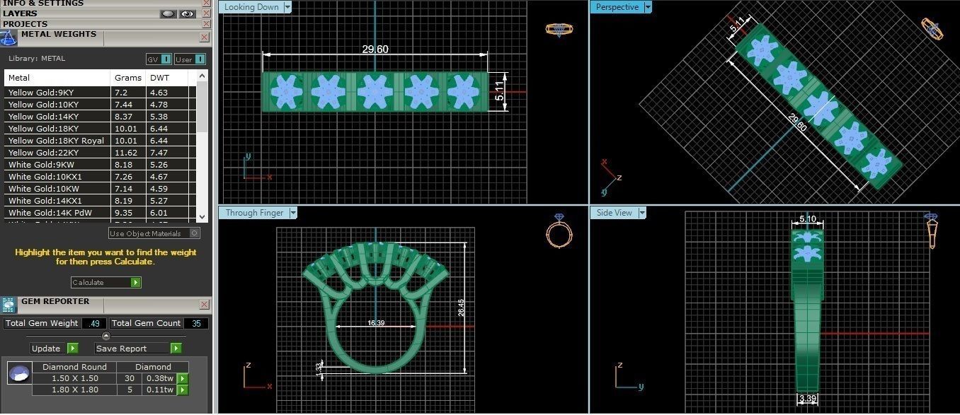 Diamond Band Ring 3dm stl 1-Render details 3D print model_1