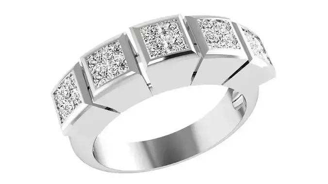 Diamond Band Ring 3dm stl 1-Render details