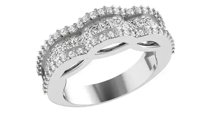 Diamond Band Ring 3dm stl 1-Render details