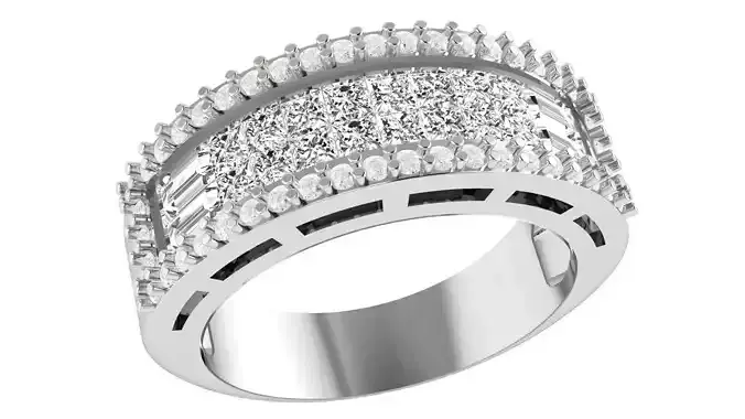Diamond Band Ring 3dm stl 1-Render details