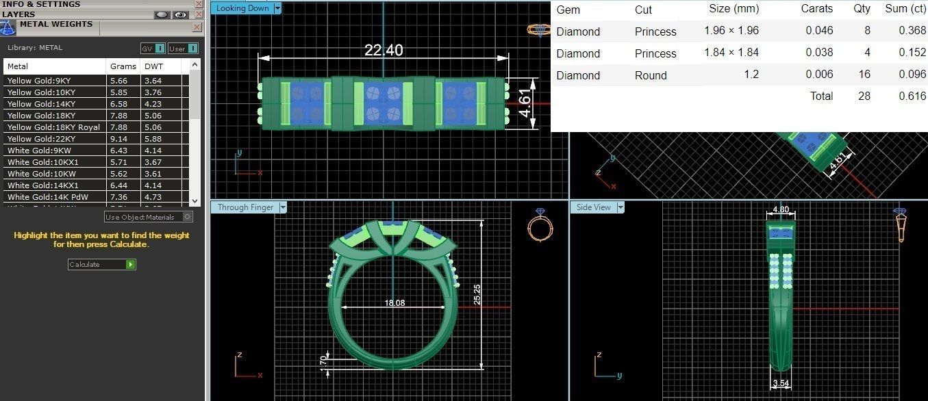Diamond Band Ring 3dm stl 1-Render details 3D print model_1