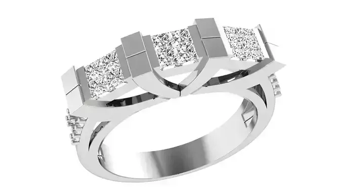 Diamond Band Ring 3dm stl 1-Render details