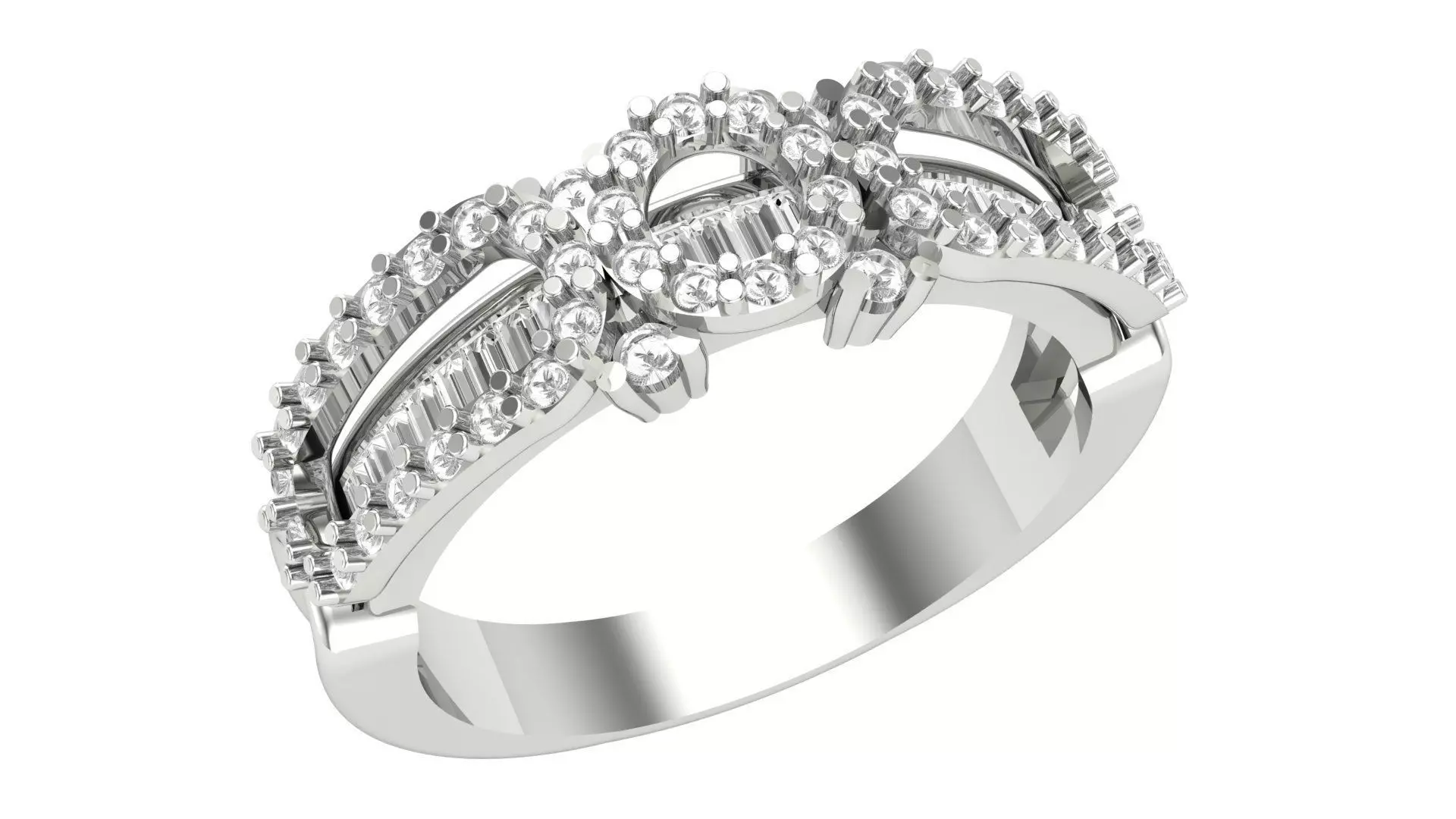 Diamond Band Ring 3dm stl 1-Render details 3D print model_0