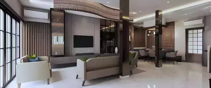 REALISTIC MODERN LIVING ROOM