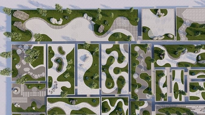 pack park-public park-pack Landscape 3D model 7