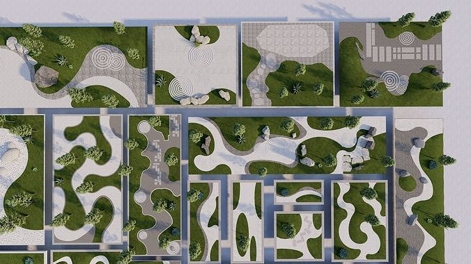 pack park-public park-pack Landscape 3D model 6