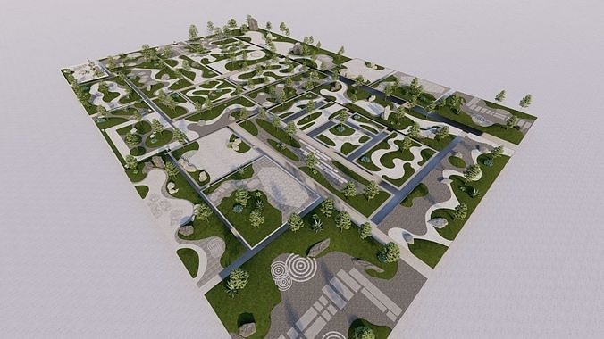 pack park-public park-pack Landscape 3D model 3