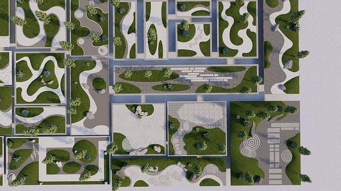 pack park-public park-pack Landscape 3D model 5
