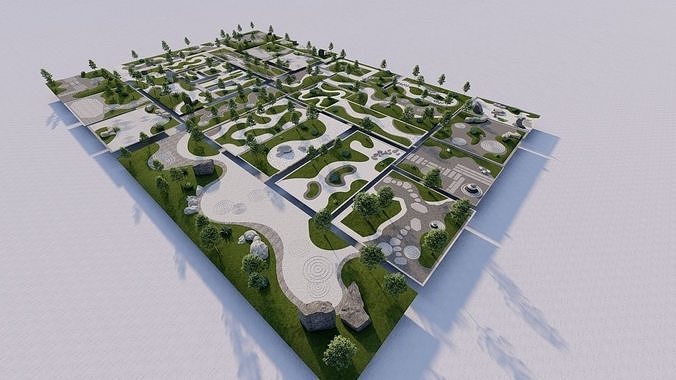 pack park-public park-pack Landscape 3D model 2