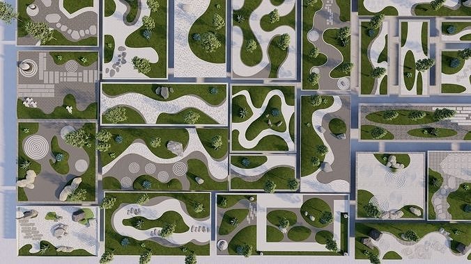 pack park-public park-pack Landscape 3D model 4