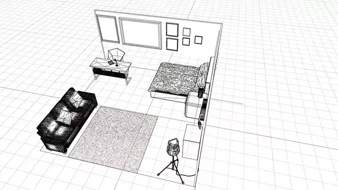 3D Isometric Interior scene 3D model