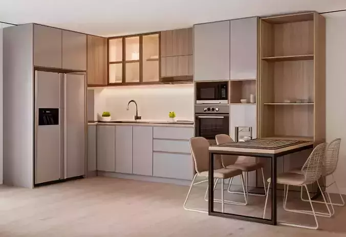 3D MODEL L KITCHEN 