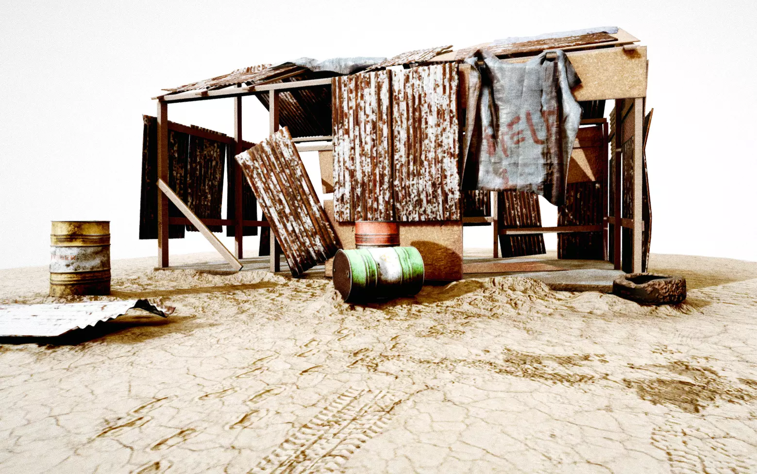 old abandoned workshop Low-poly 3D model