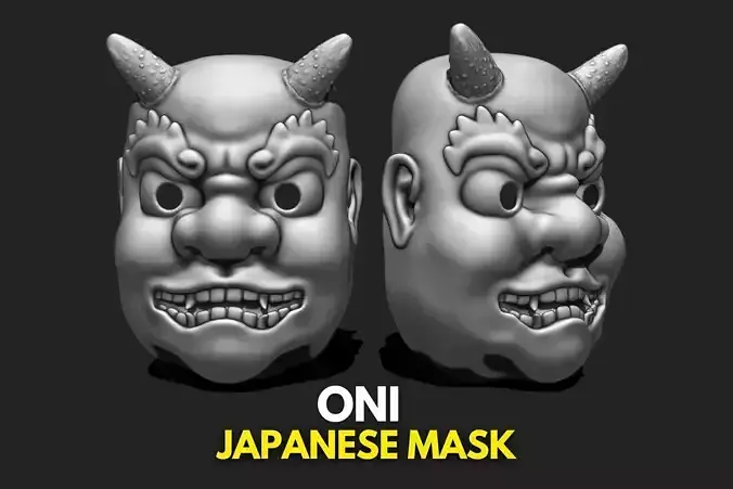 Oni Mask - Traditional Japanese Mask - WOLVES STUDIO