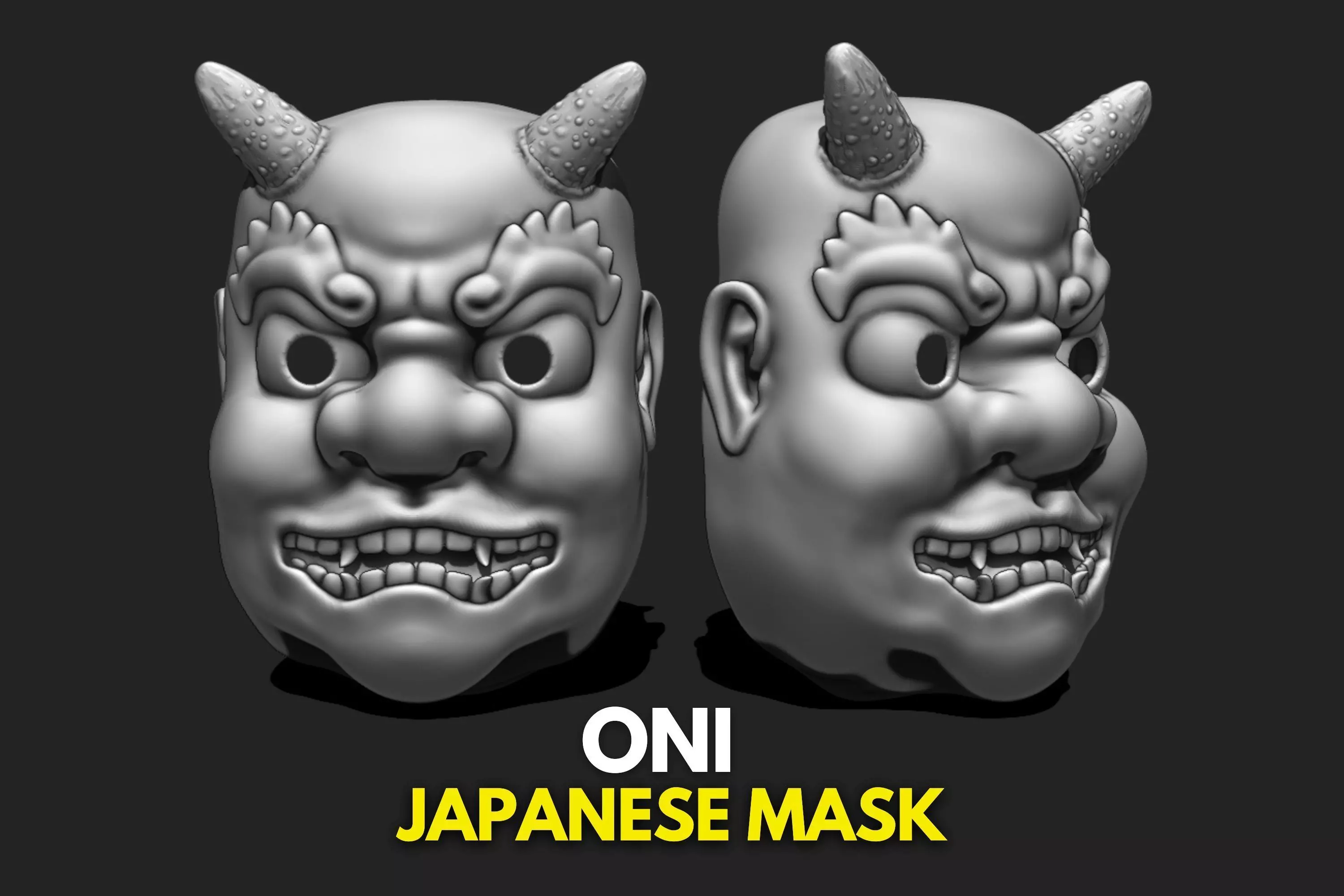 Oni Mask - Traditional Japanese Mask - WOLVES STUDIO 3D print model