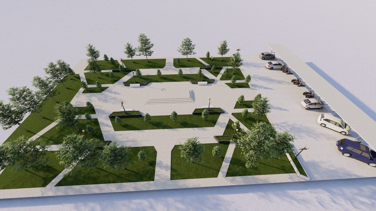 park-public park-Private Park Landscape 3D model_7