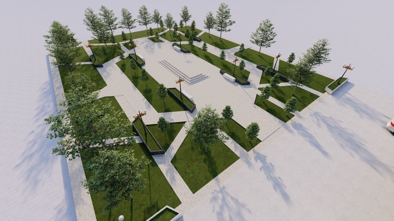 park-public park-Private Park Landscape 3D model_6