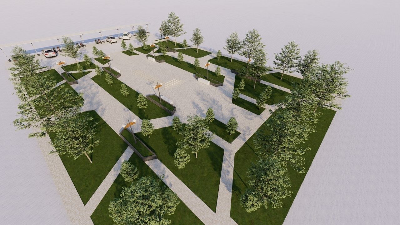 park-public park-Private Park Landscape 3D model_2
