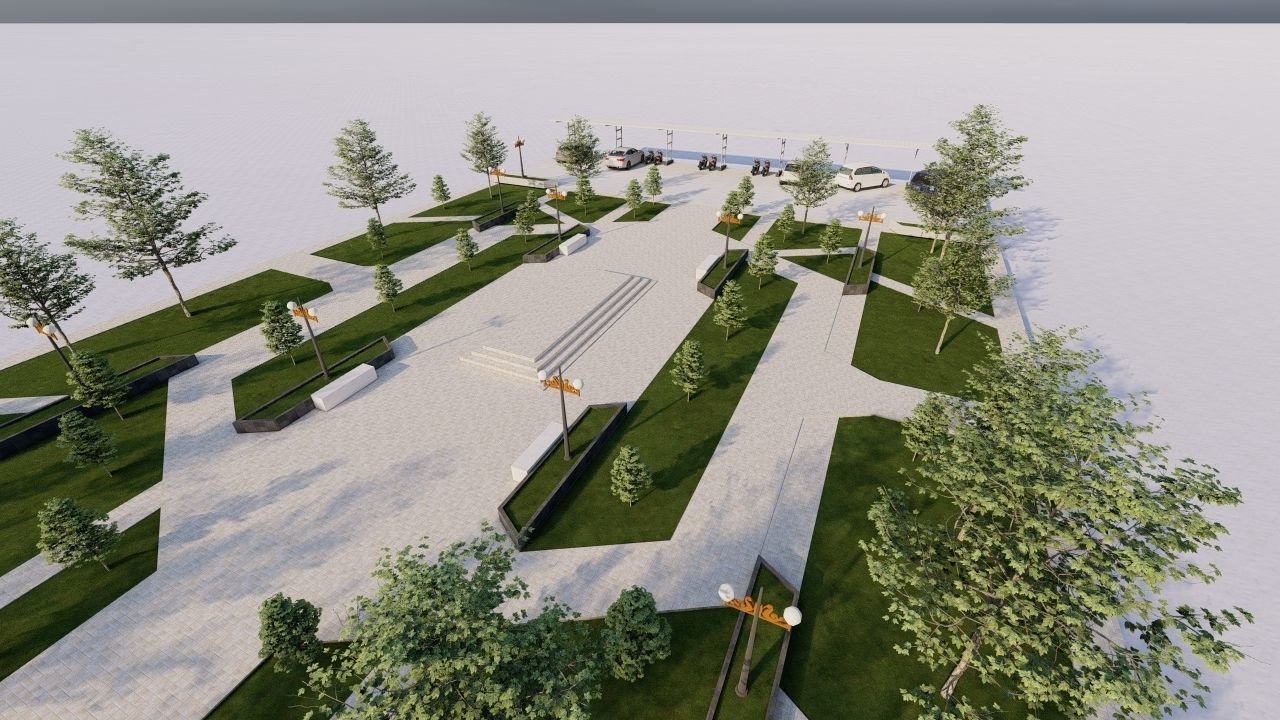 park-public park-Private Park Landscape 3D model_8