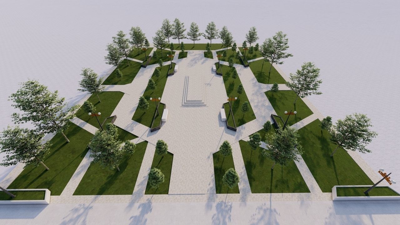 park-public park-Private Park Landscape 3D model_5