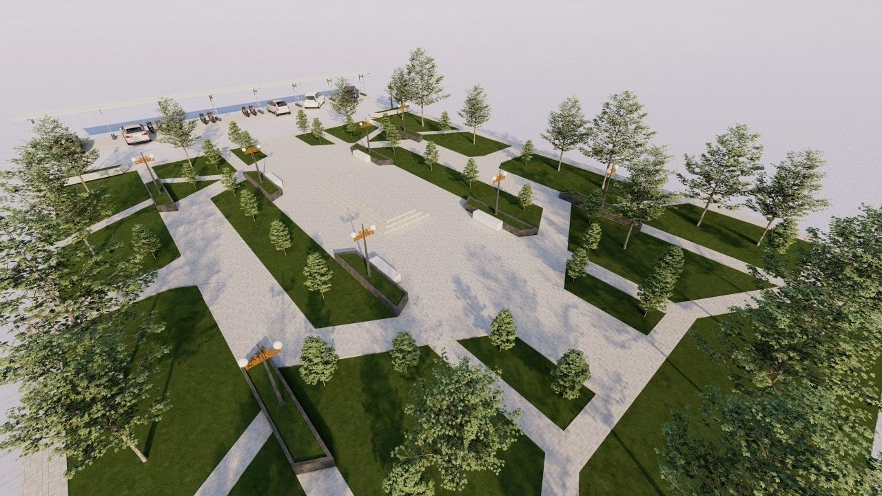 park-public park-Private Park Landscape 3D model_9