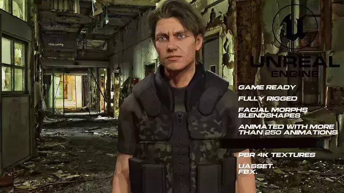 Zombie Hunter full rigged - game ready - animated