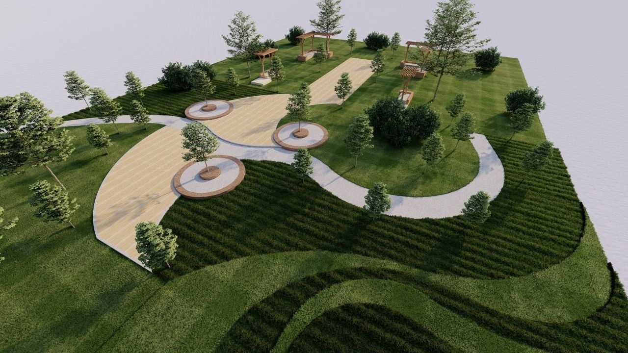 park-public park-Private Park Landscape 3D model_8