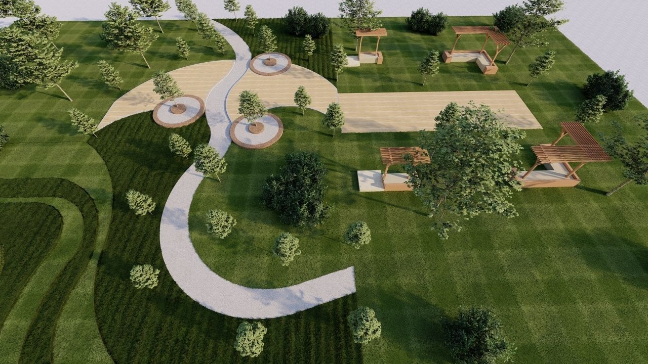park-public park-Private Park Landscape 3D model_2