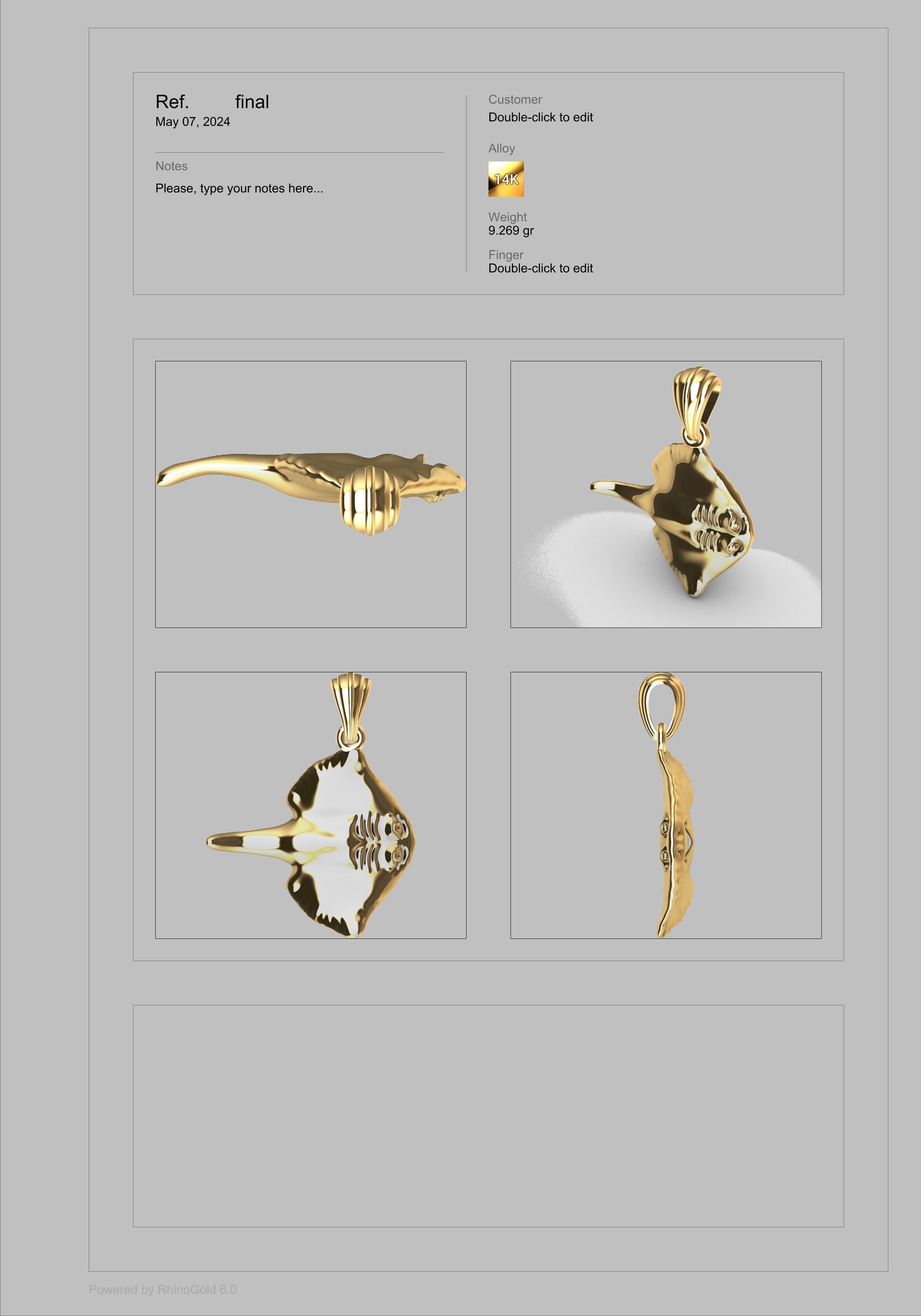 Happy Stingray Pendant Necklace Charm Bracelet Jewelry 3D print model_21