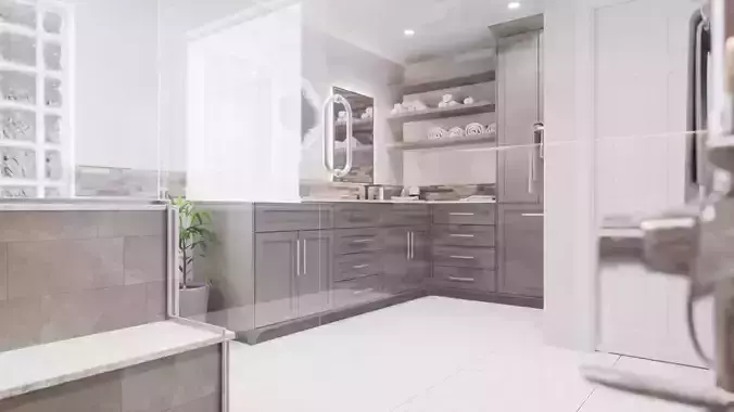 Modern Bathroom - Natural Stone and Modern Furniture 