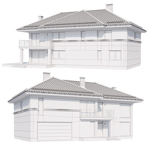 Modern house v80 with Blender file 3D model 6