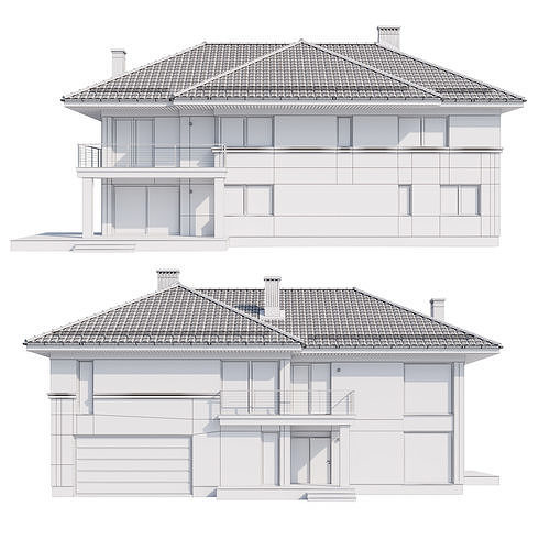 Modern house v80 with Blender file 3D model 7