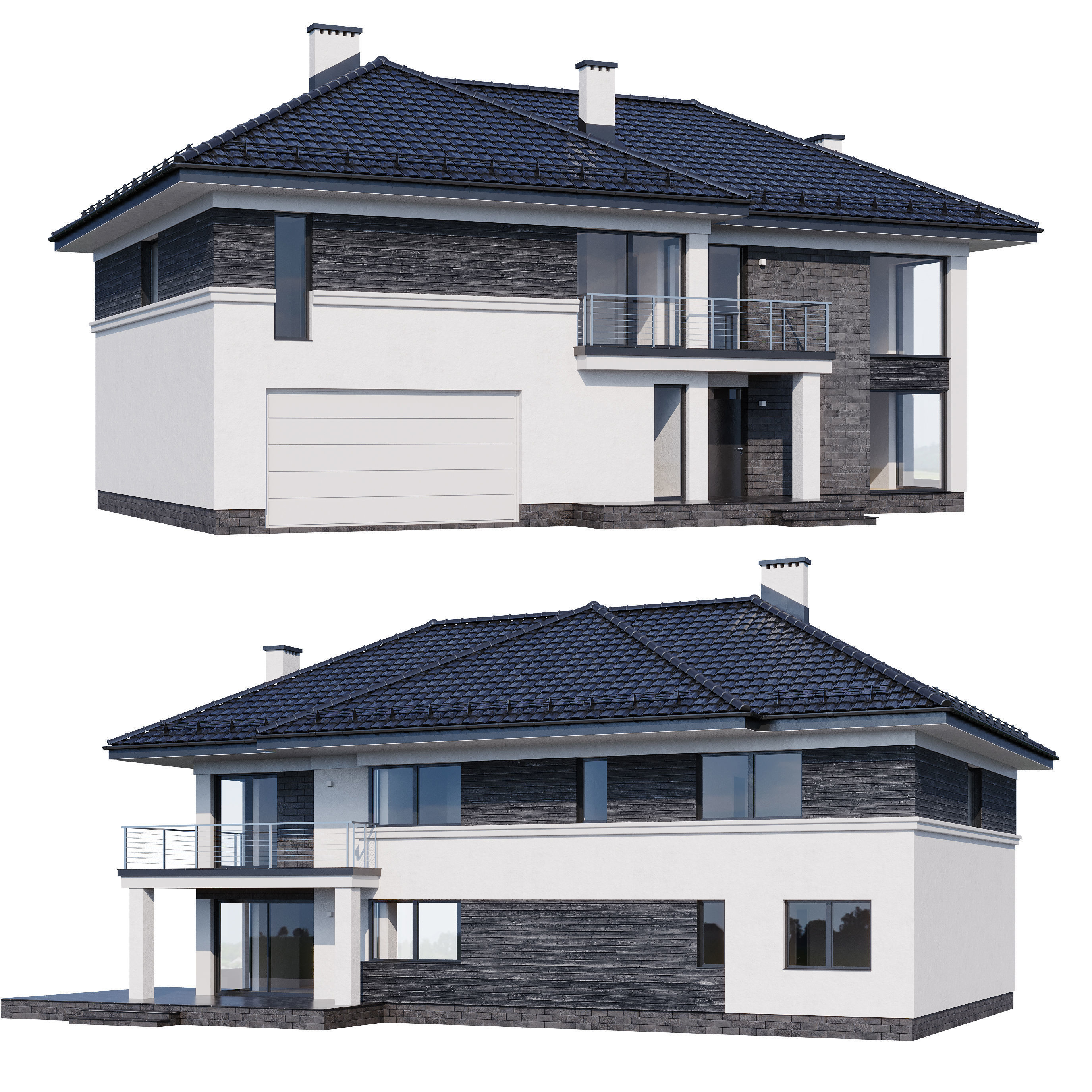 Modern house v80 with Blender file 3D model_1