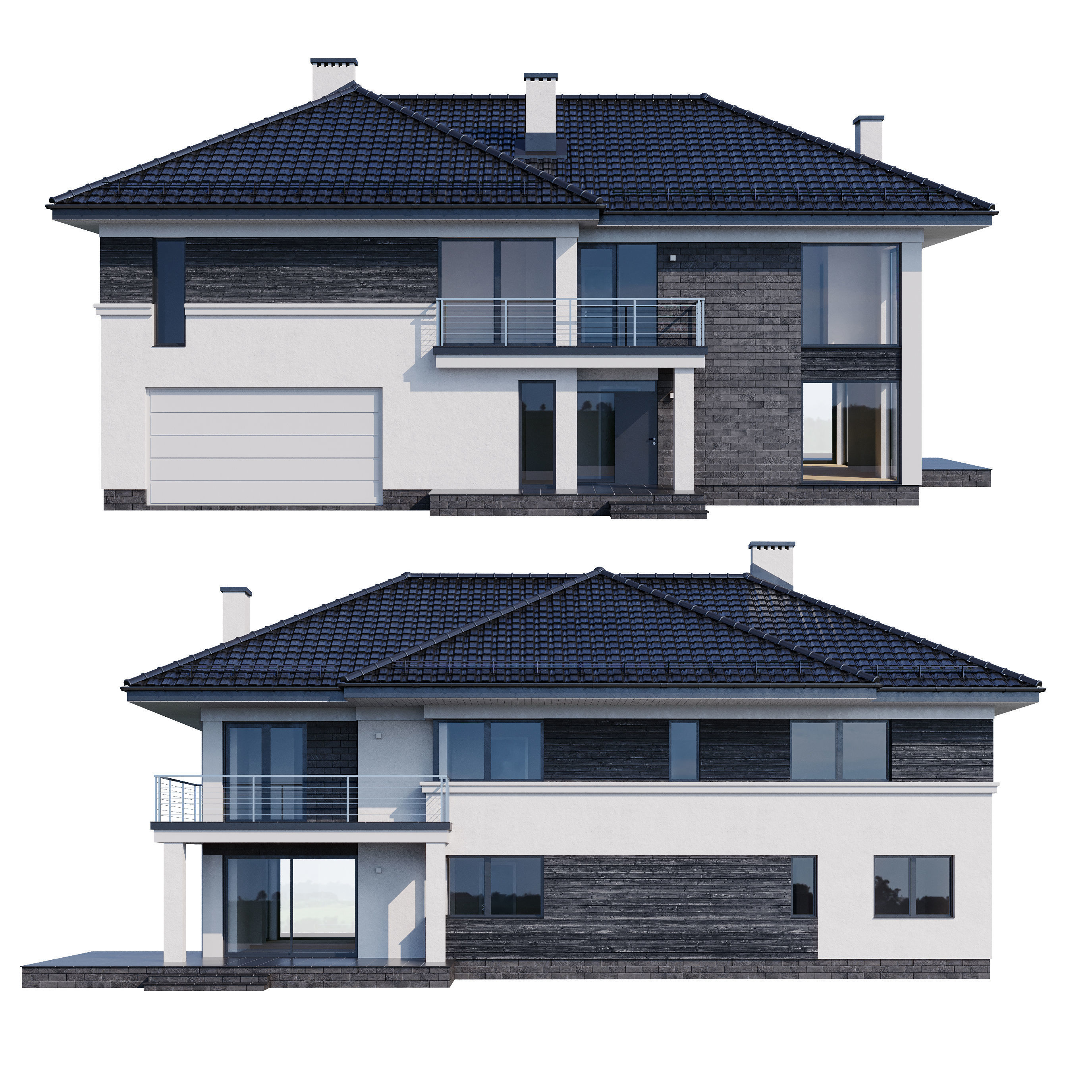 Modern house v80 with Blender file 3D model_2