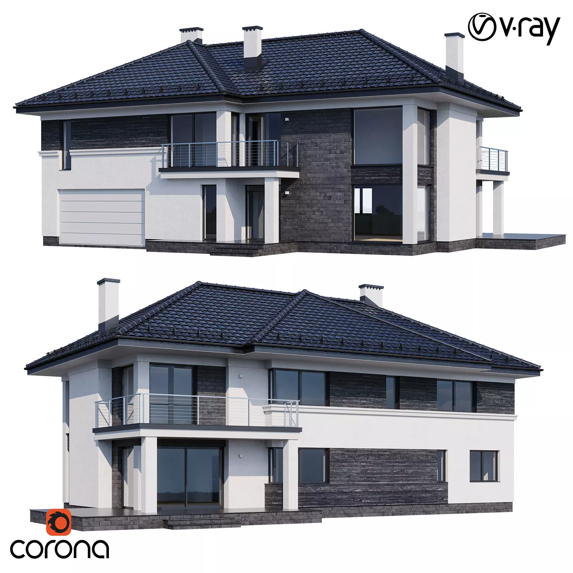 Modern house v80 with Blender file 3D model_0