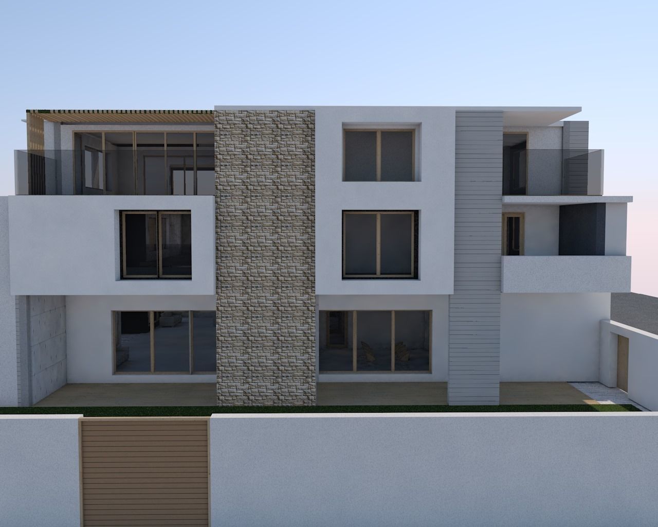 Full modern villa architectural design model 3D model_3