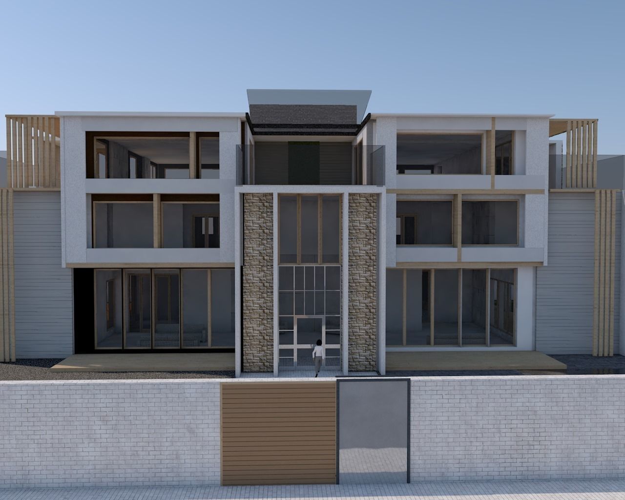 Full modern villa architectural design model 3D model_2