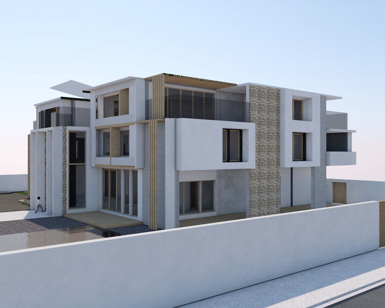 Full modern villa architectural design model 3D model_1