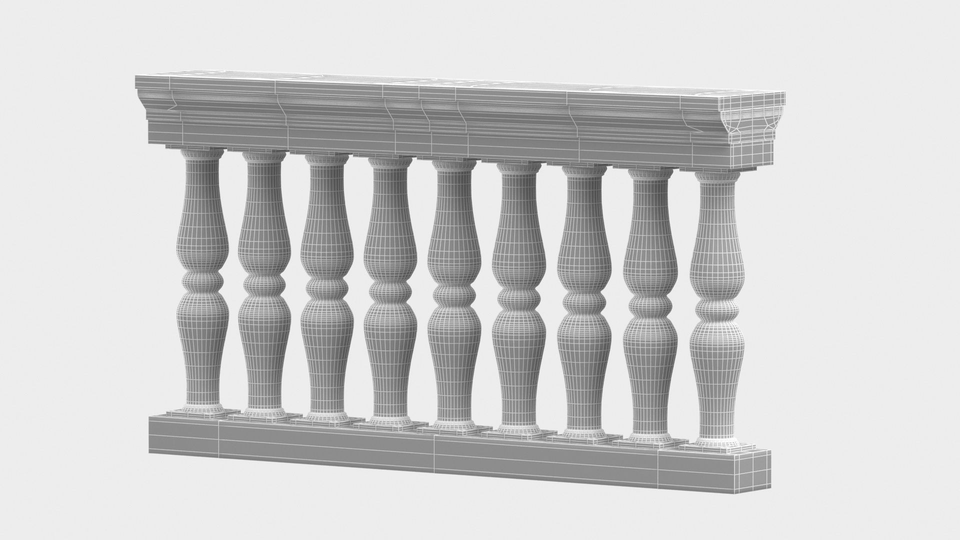 Classical Balustrade 3D model_7