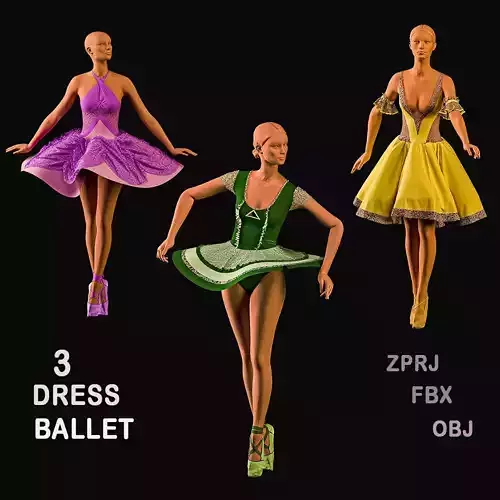 Ballet dress and shoes 3D model