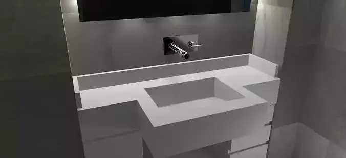 Griferia de pared con mesada y bacha Free 3D model